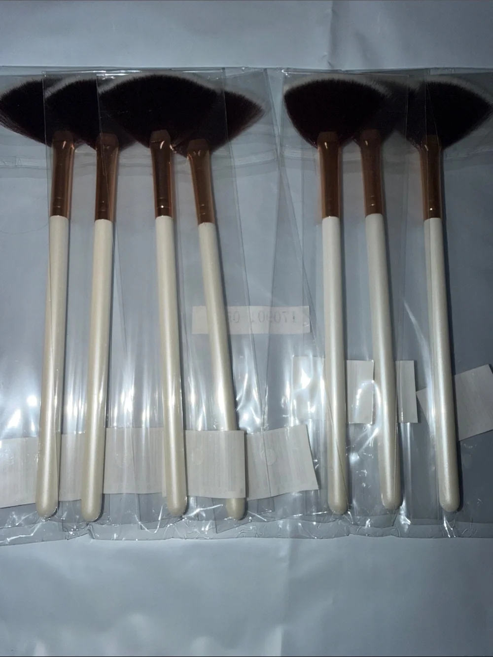White & Rose Gold Fan Brush Set - Home Accents